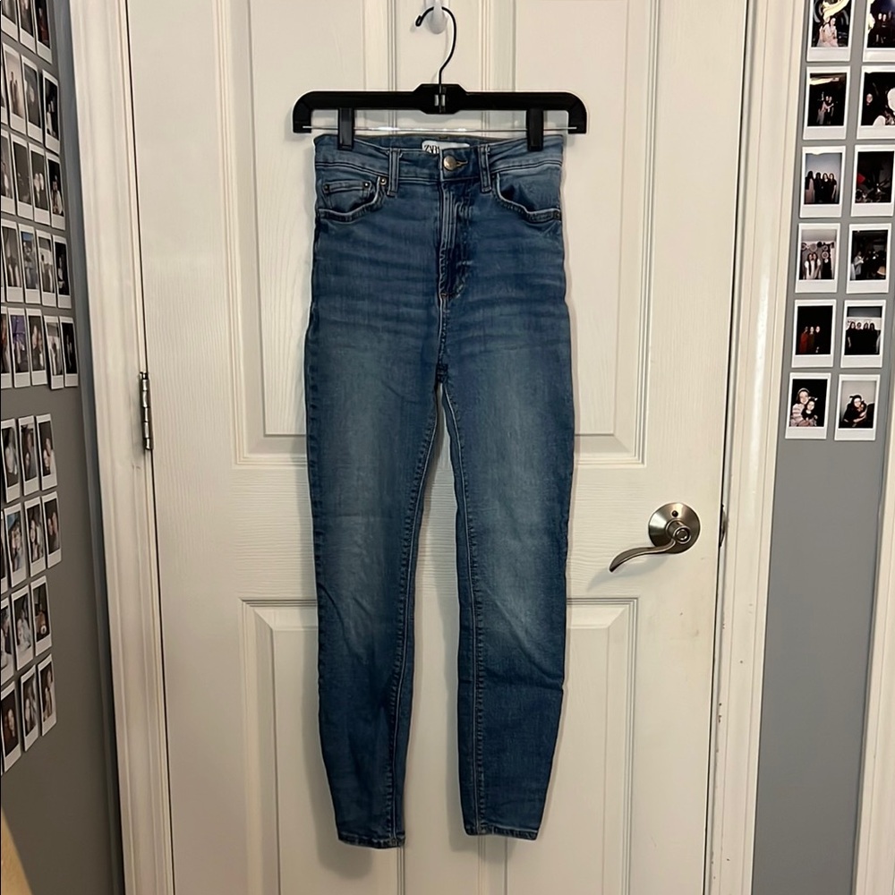 Zara Blue High Rise Jeans Classic Denim